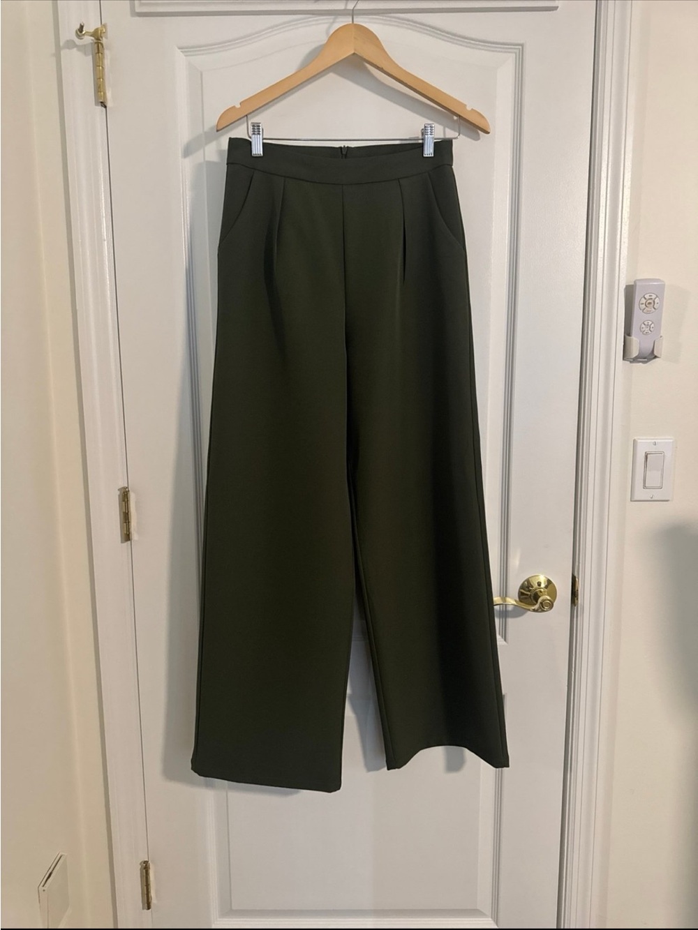 High-Waist Wide-Leg Pants in Dark Olive